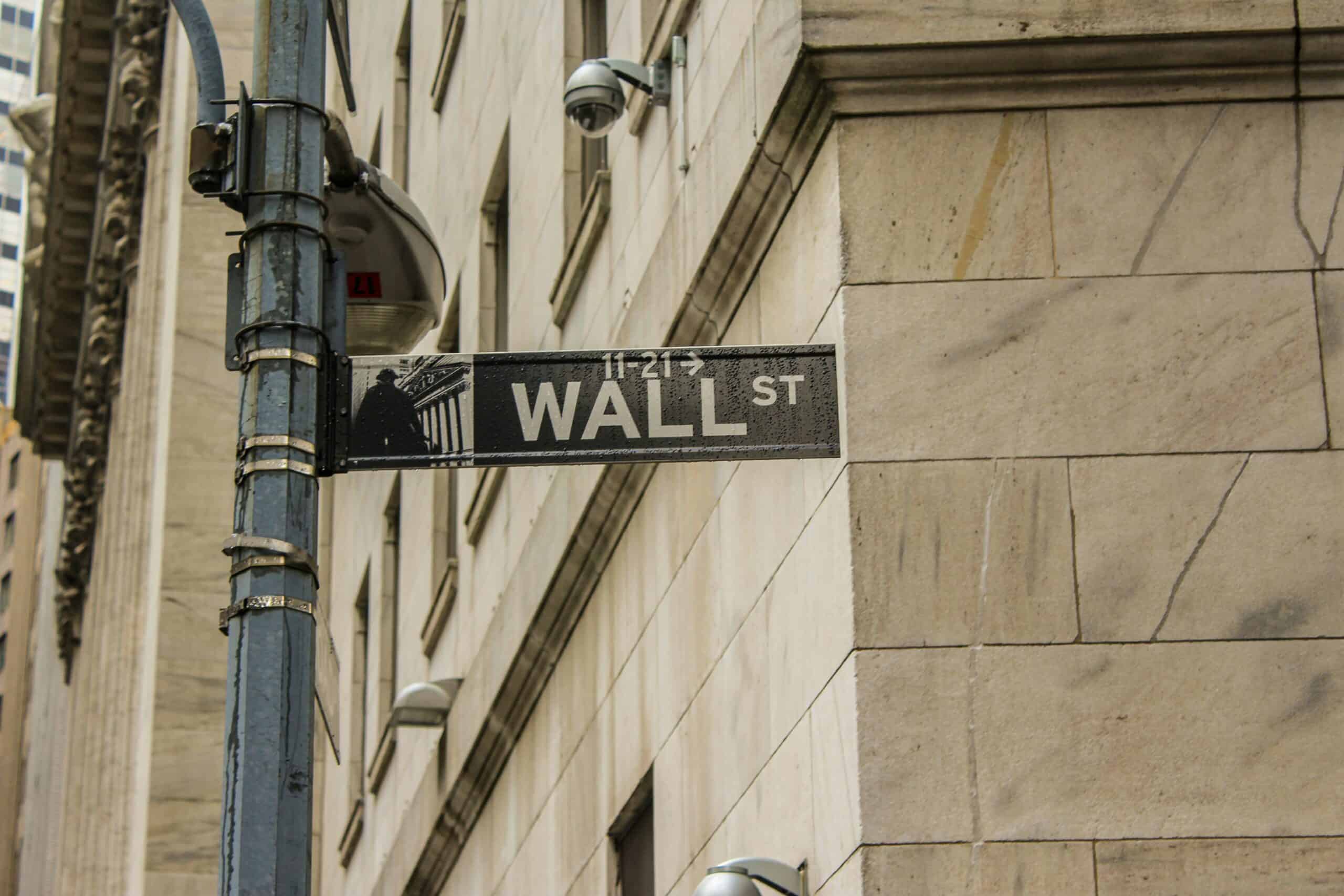 Wall street road sign in New York City